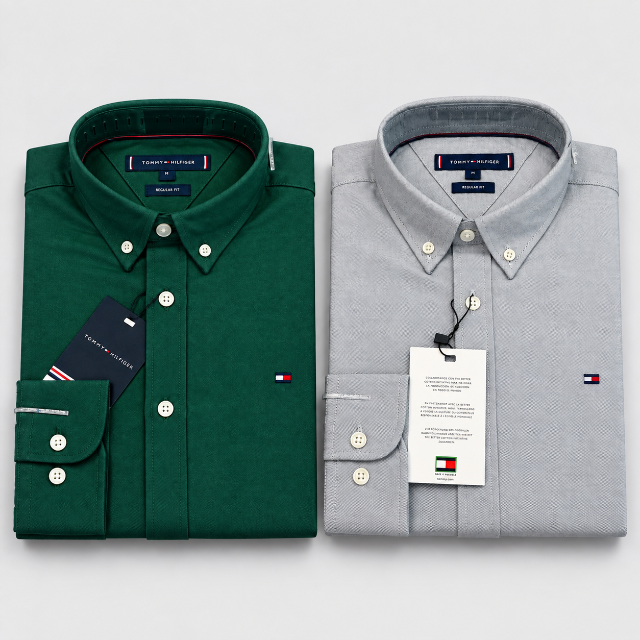 PREMIUM OXFORD COTTON MEN'S SHIRT SOLID ASH AND GREEN