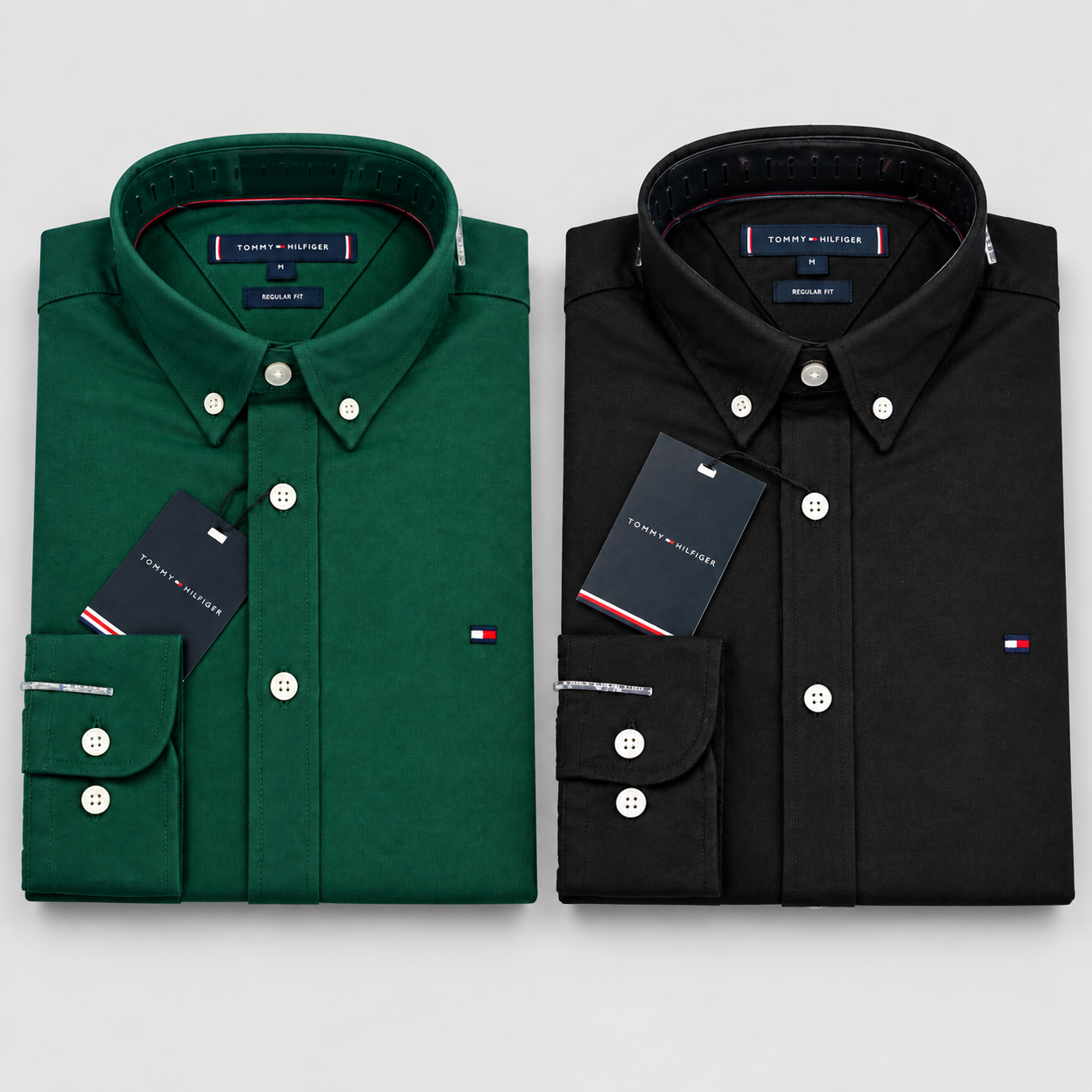 PREMIUM OXFORD COTTON MEN'S SHIRT SOLID BLACK AND GREEN