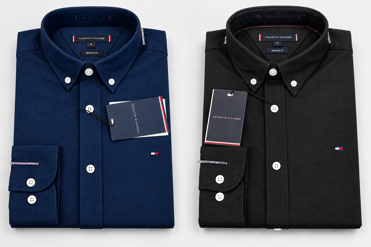 PREMIUM OXFORD COTTON MEN'S SHIRT SOLID NAVY BLUE AND BLACK