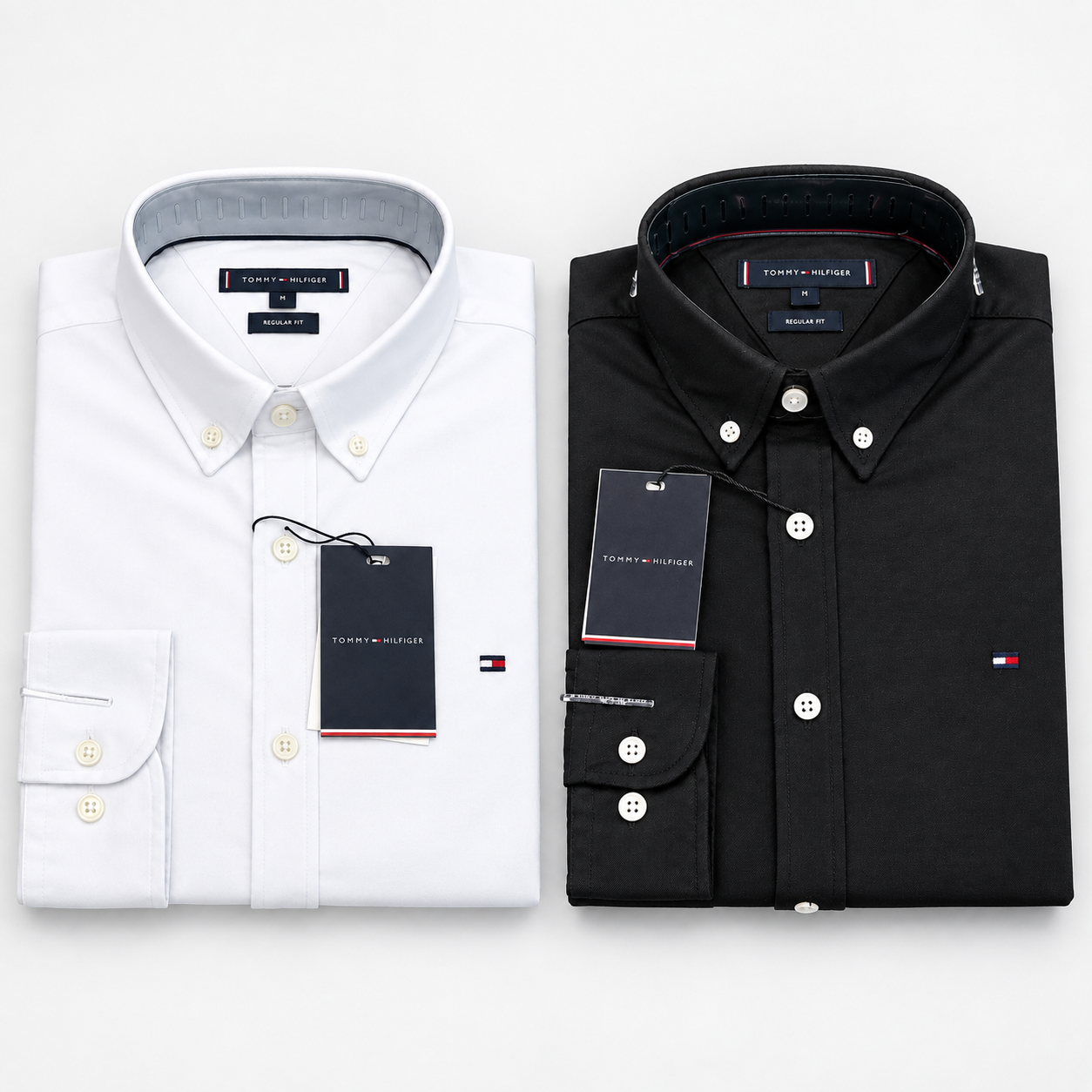 PREMIUM OXFORD COTTON MEN'S SHIRT SOLID WHITE AND BLACK