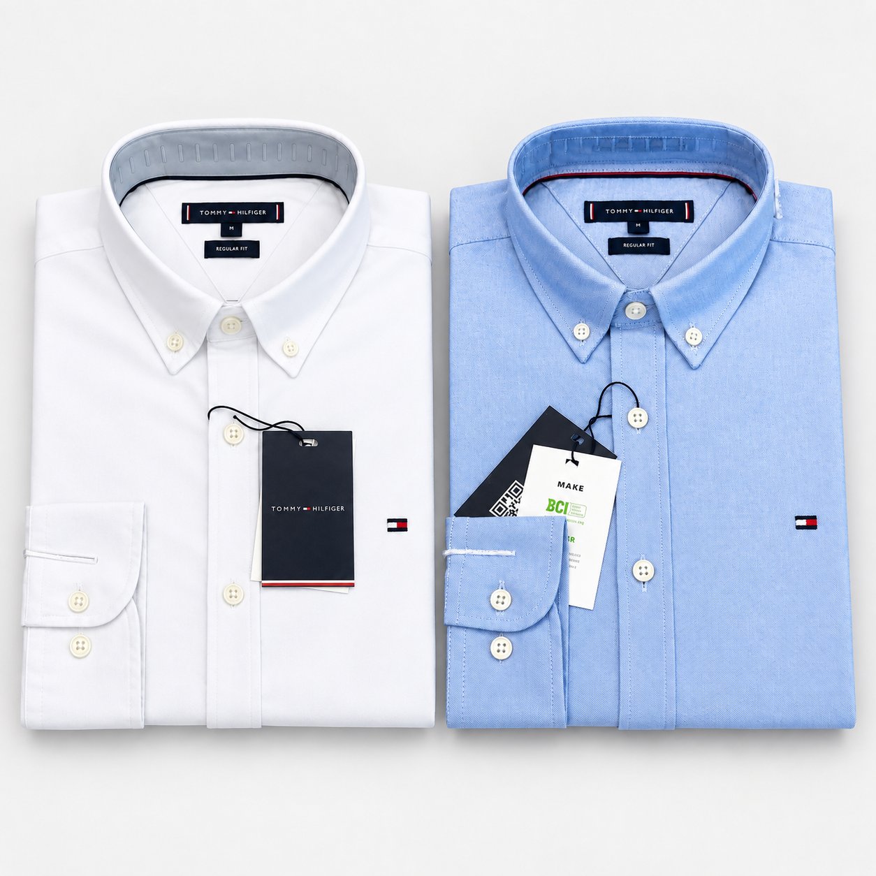 PREMIUM OXFORD COTTON MEN'S SHIRT SOLID WHITE AND SKY BLUE